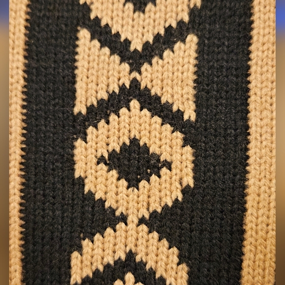 Southwestern Aztec Boho Tassel Reversible sweater vest black tan cream size M - Picture 8 of 11